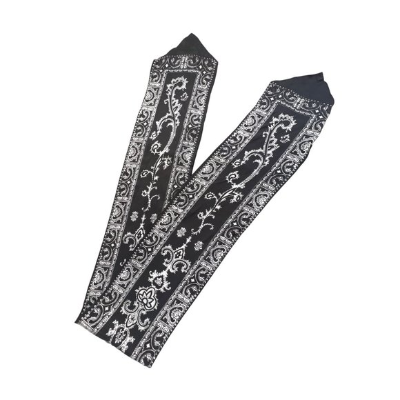 Vintage Hand Printed Twill Purse Scarf Light Black Acetate Neck Wrap Bandana - Picture 2 of 4